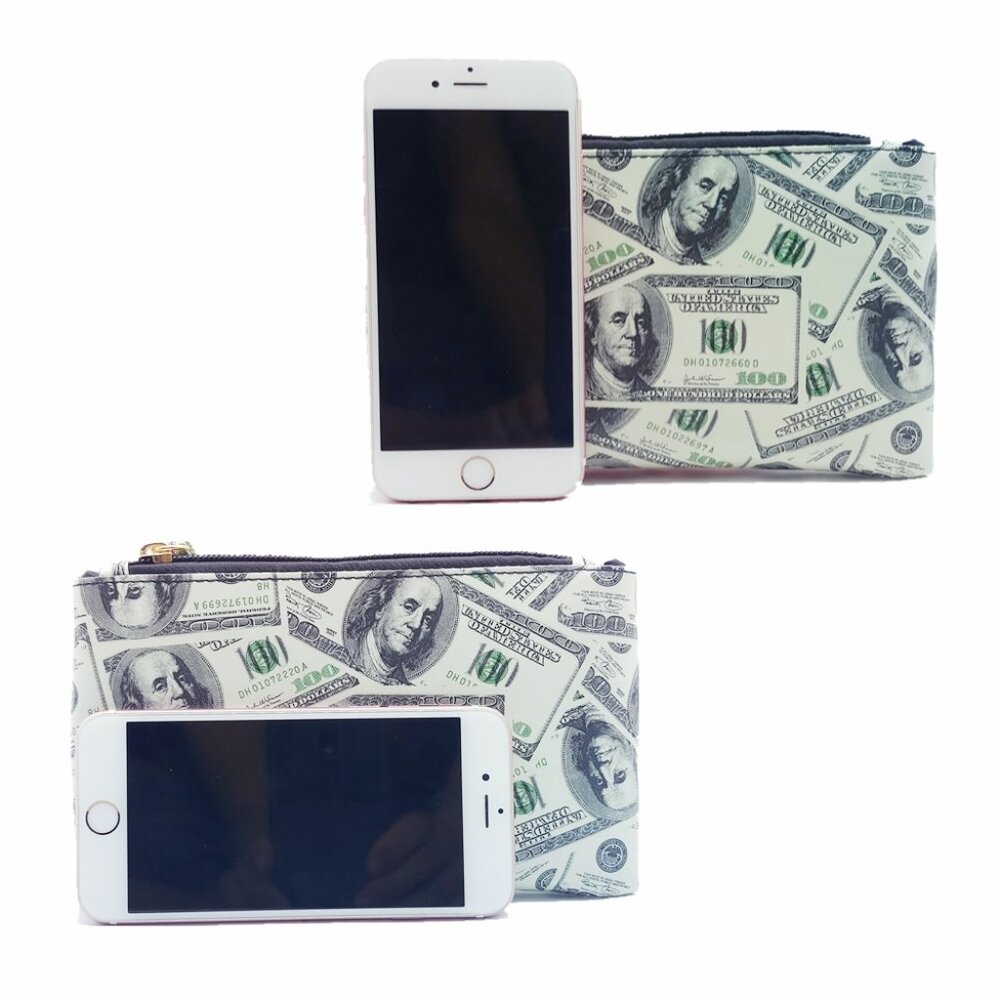 The Benny Wristlet Handbag / One Hundred Dollar Purse / Money Theme Print - NWT - Picture 6 of 6